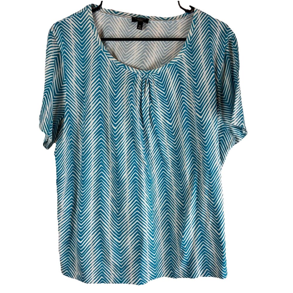 Talbots Woman Teal White Women’s Short Sleeve Shirt Size 1X